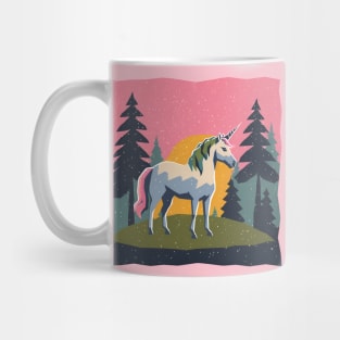 Mystical Unicorn in the Forest - Bold Risograph Print Mug
